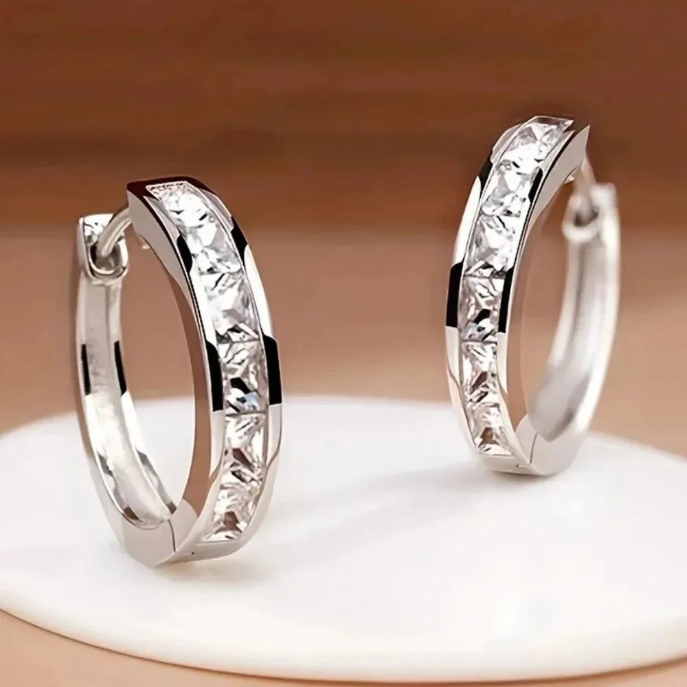 Vertex Platinum-Tone Eternity Hoops