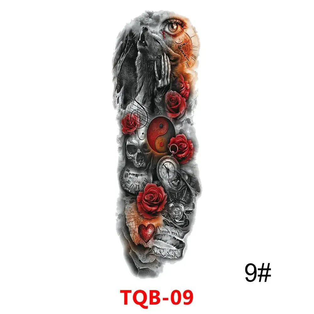 Unisex Full Arm Temporary Tattoo Sticker – Premium Old School Skull Body Art