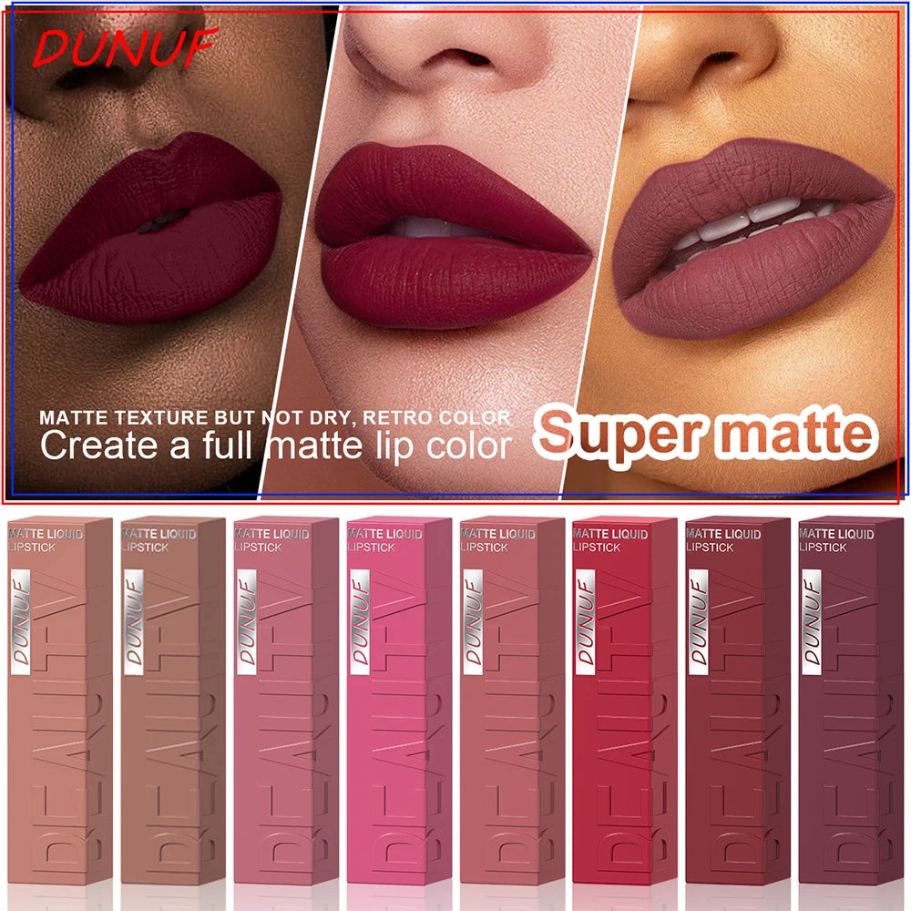 LUX LADY Square-Tube Velvet Matte Lipstick – 8-Color Plumping Lip Glaze