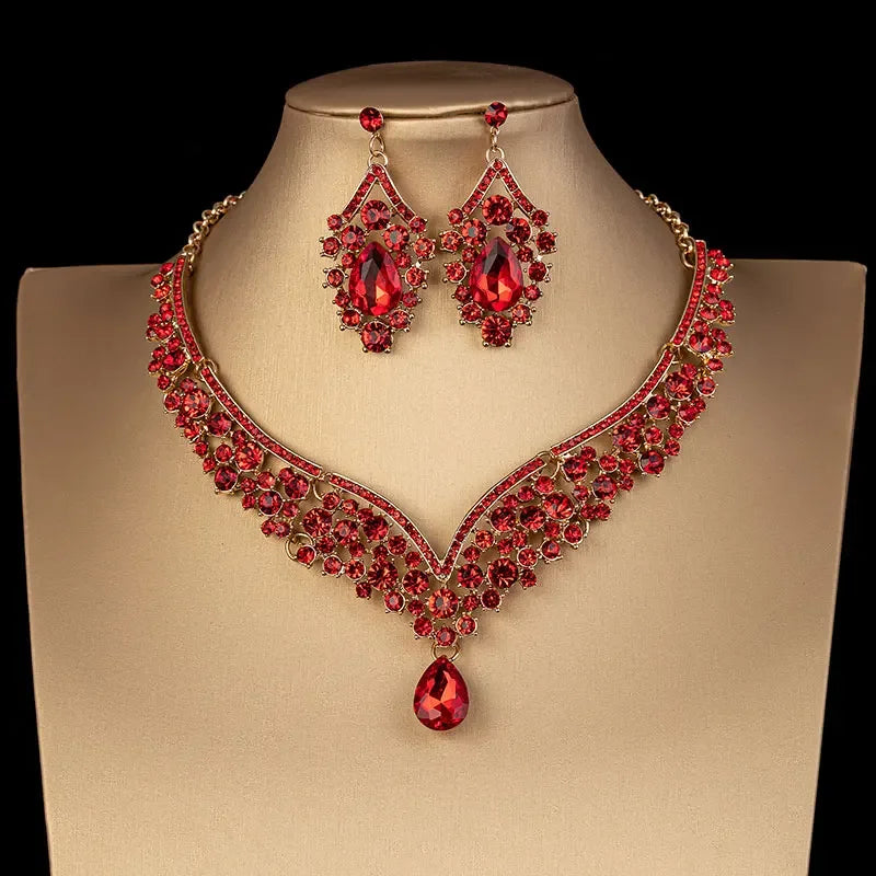The Royal Radiance AB Crystal Set – Iridescent Necklace & Earring Suite