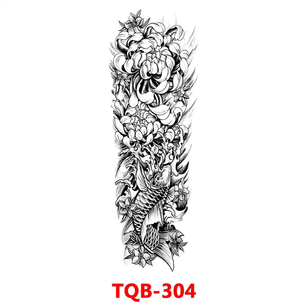Large Waterproof Full Arm Temporary Tattoo – Intricate Totem & Geometric Sleeve Sticker