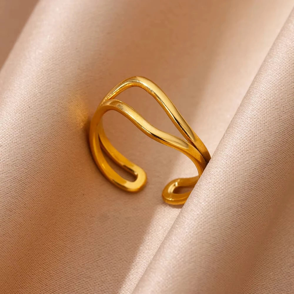 Adjustable Trendy Celestial Protection Geometric Ring Collection