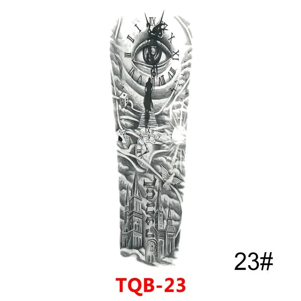 Unisex Full Arm Temporary Tattoo Sticker – Premium Old School Skull Body Art