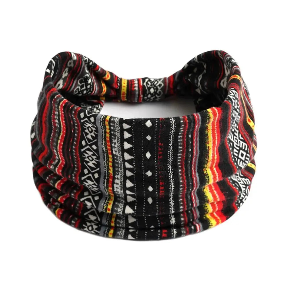 Vintage Bohemian Wide Headband – Elastic Knot Turban Hair Wrap for Effortless Style