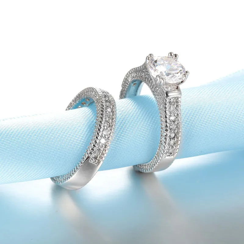 Royal Pavé Milgrain Wedding Band Set
