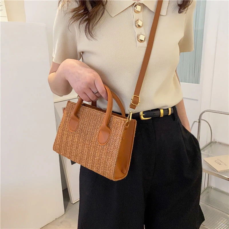 Japanese-Style Floral Woven Crossbody: The Perfect Fresh Summer Handbag