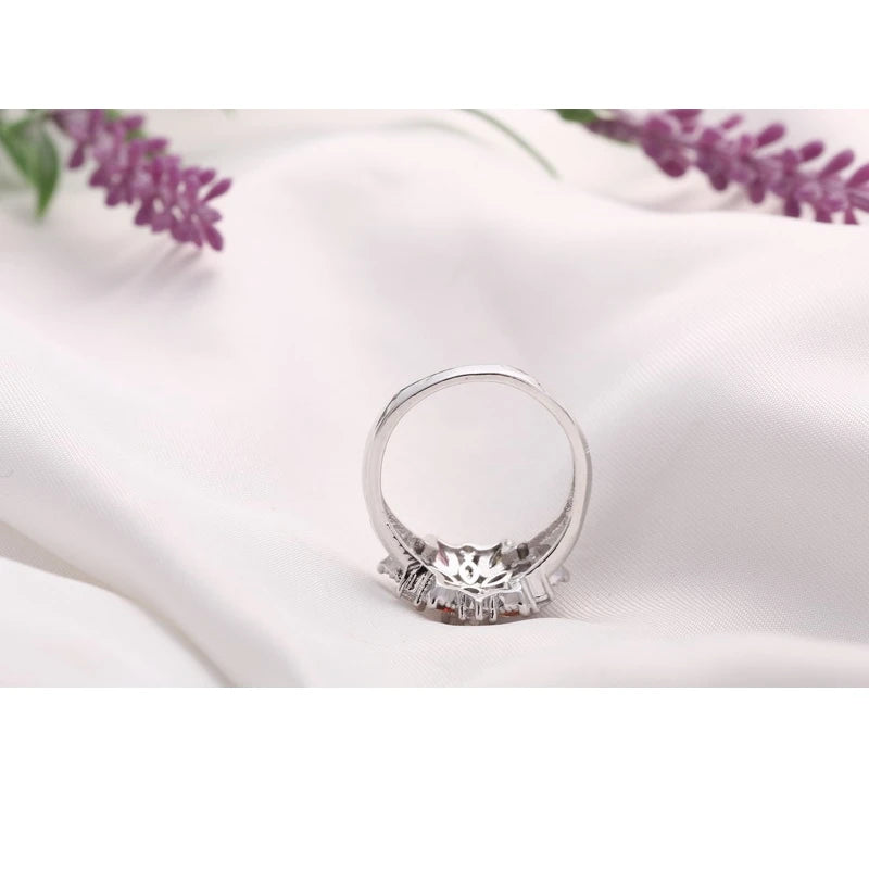 Fashion RING 925 Sterling Silver Color Jewelry Colourful Cubic Zirconia Flowe