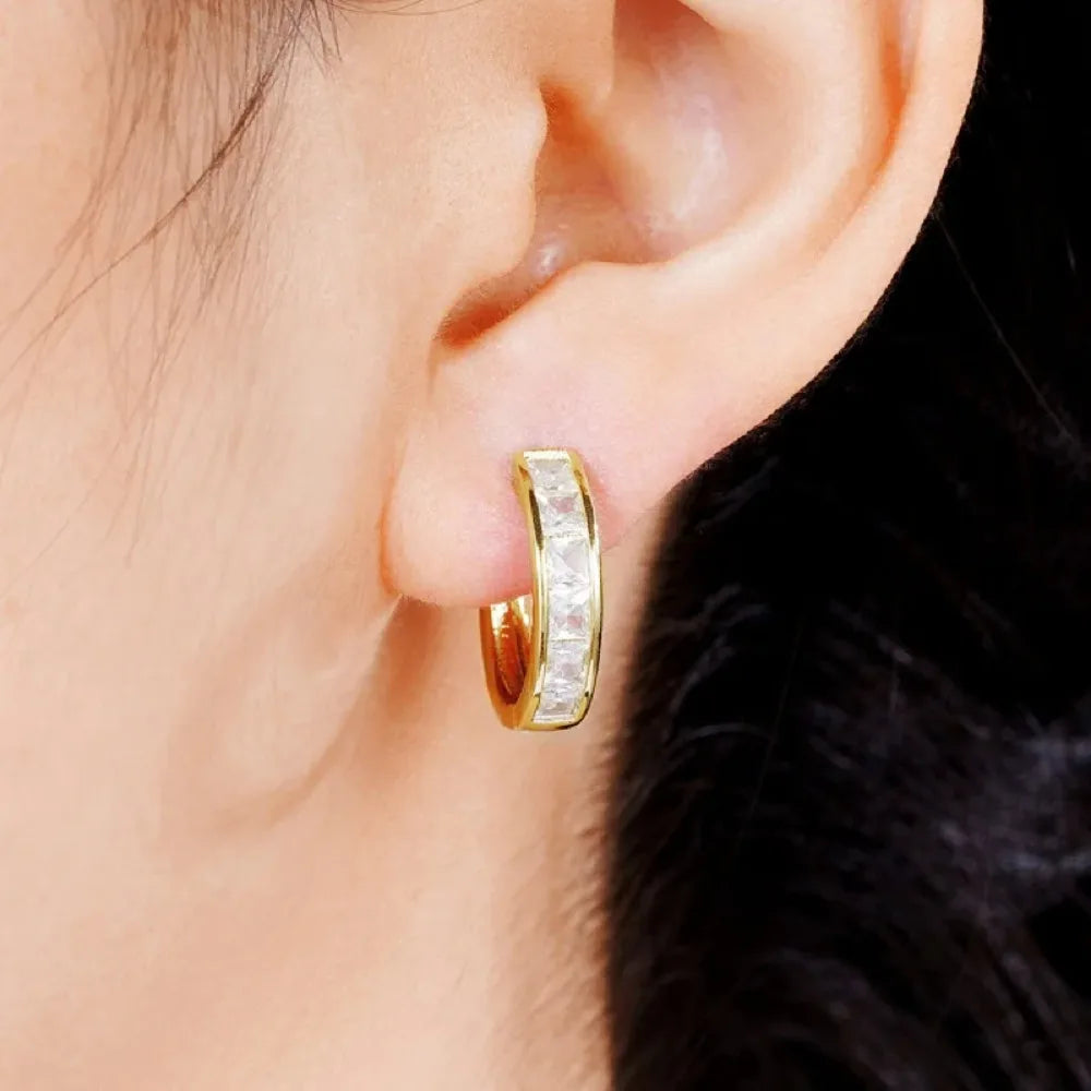 Vertex Platinum-Tone Eternity Hoops