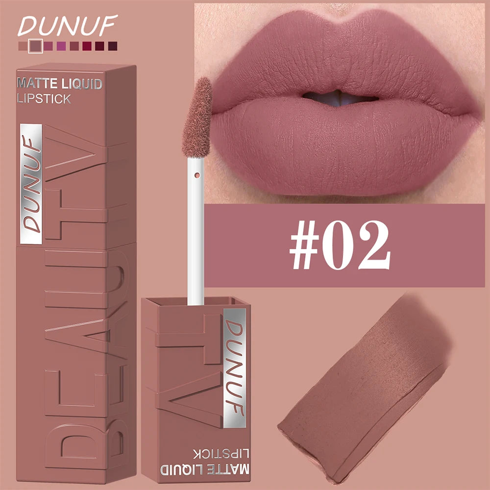 LUX LADY Square-Tube Velvet Matte Lipstick – 8-Color Plumping Lip Glaze
