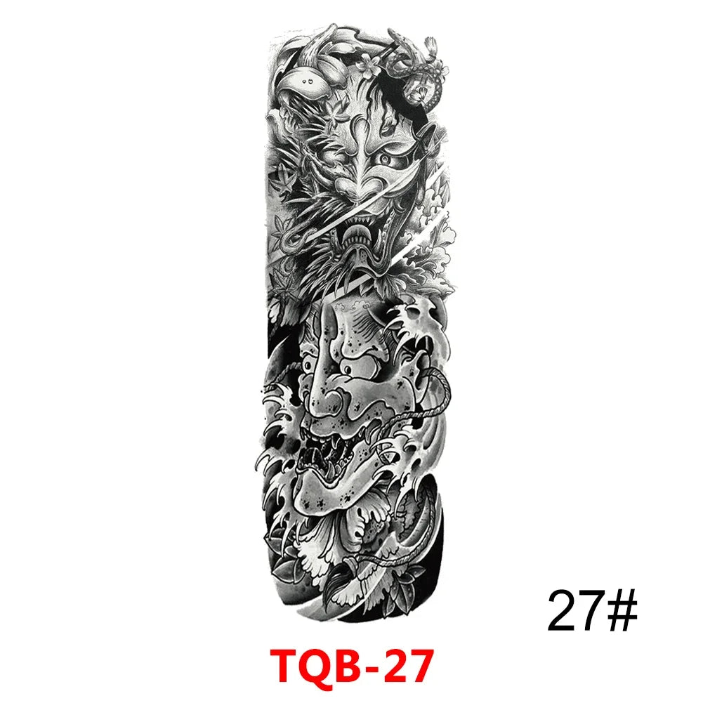 Unisex Full Arm Temporary Tattoo Sticker – Premium Old School Skull Body Art