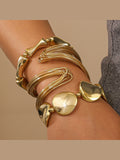 Exaggerated Punk Open Cuff Bracelet Set – Vintage Geometric Twisted Lines Bangle for Women, Festival and Party Fashion Accessories