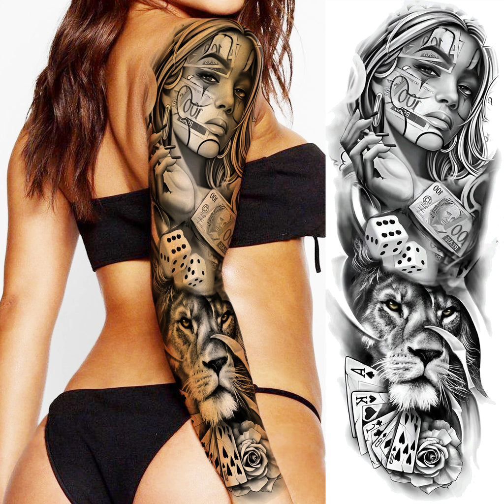 Full Arm or Legs Jesus & Zeus God Temporary Tattoo Sleeve – Large Waterproof Realistic Body Art for  Women