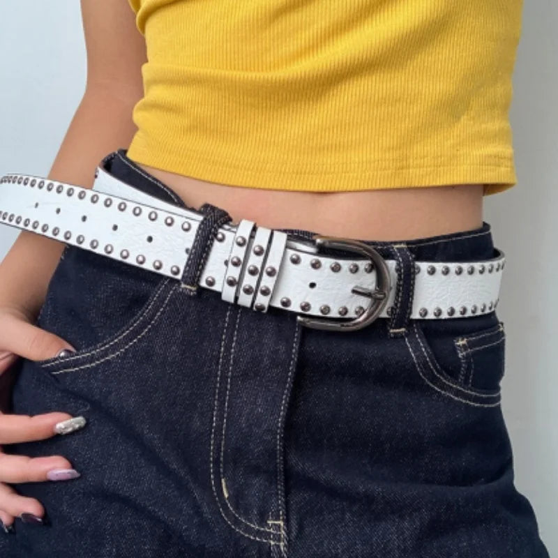 retro rivet Midnight Rebellion Skull & Rhinestone Belt
