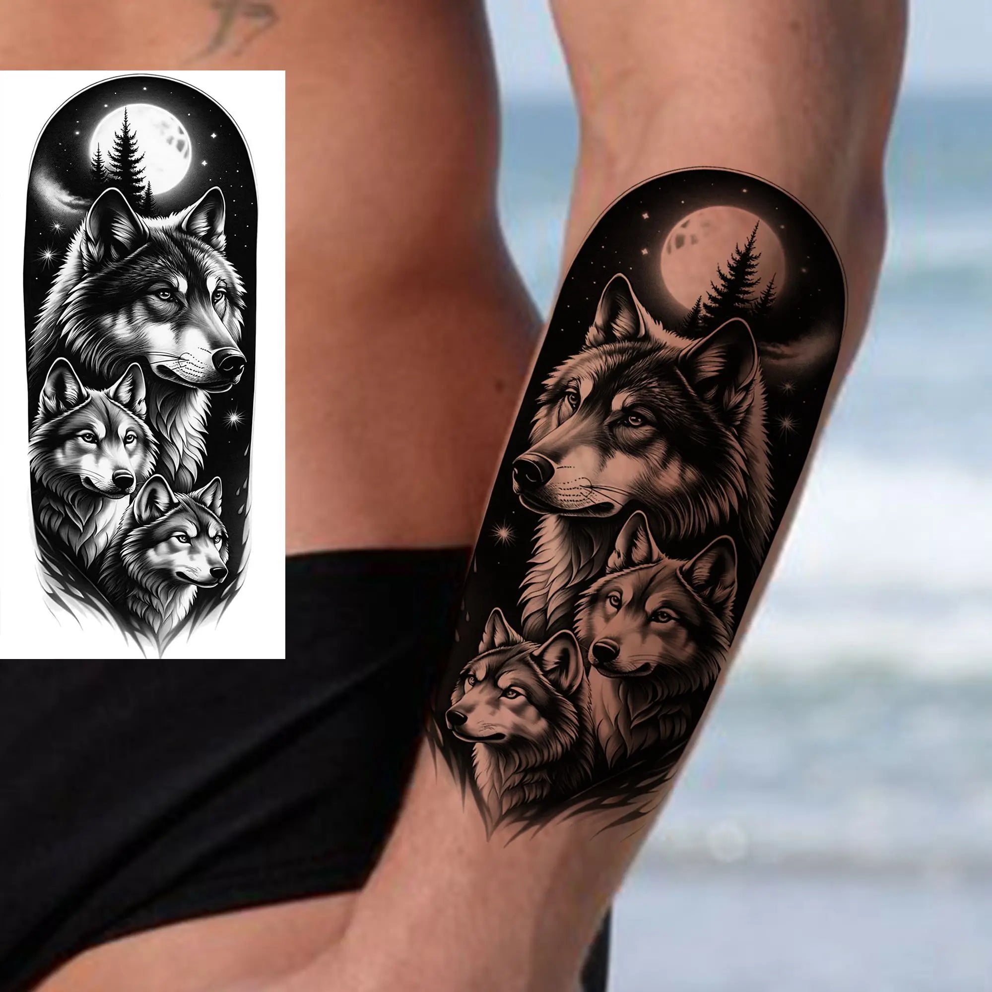 Premium Waterproof Realistic Tattoo Sticker – Majestic Lion & Tiger Designs for Arm & Leg