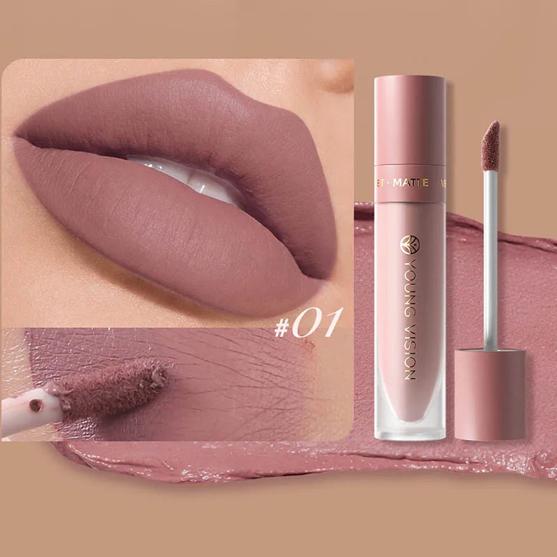 LUX LADY Square-Tube Velvet Matte Lipstick – 8-Color Plumping Lip Glaze