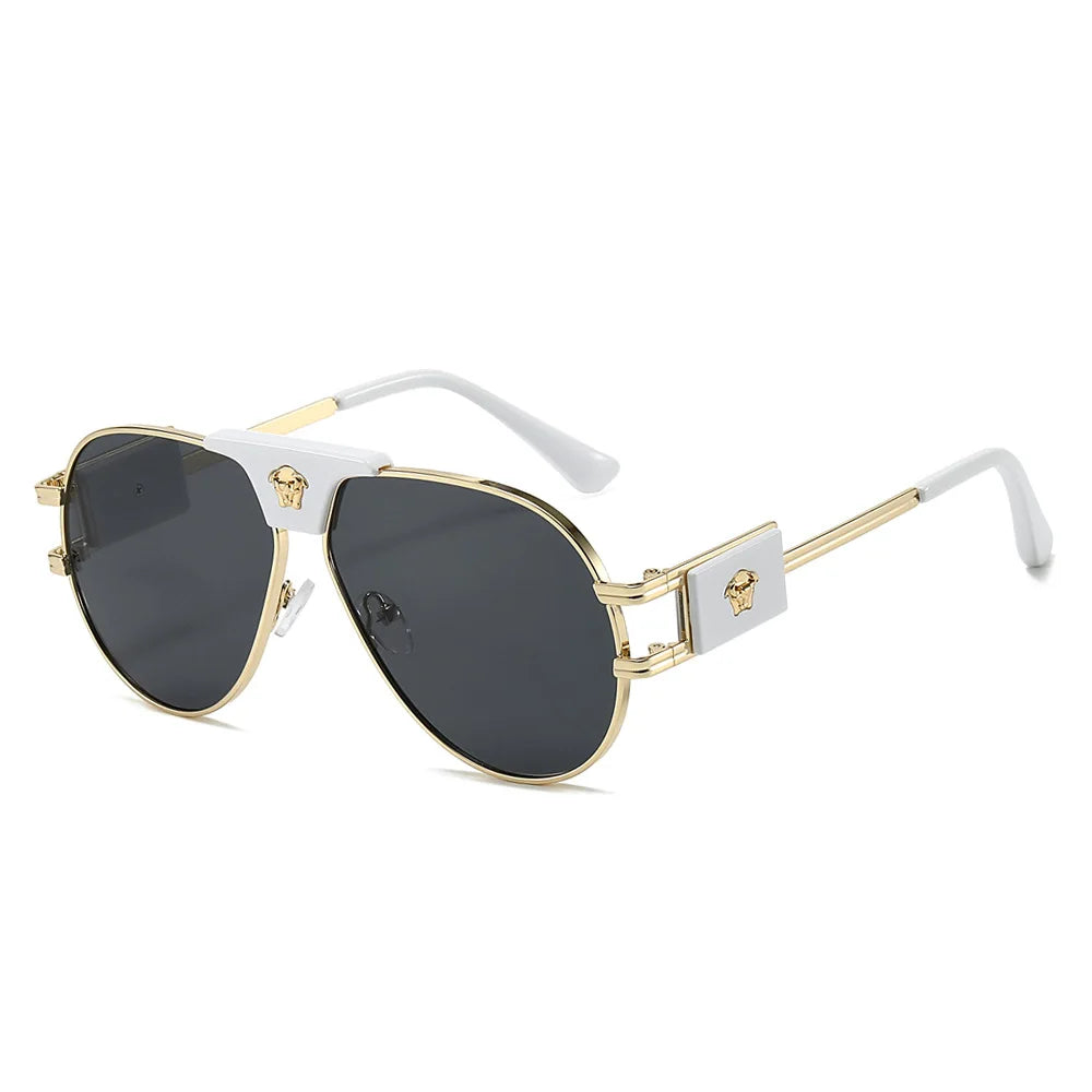 Wild West Luxe: Cattle-Head Accent Aviators Sunglasses Women Brand Designer Cattle Head Decoration