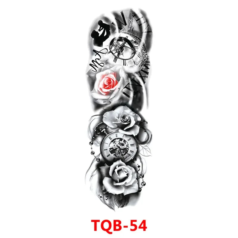 Unisex Full Arm Temporary Tattoo Sticker – Premium Old School Skull Body Art
