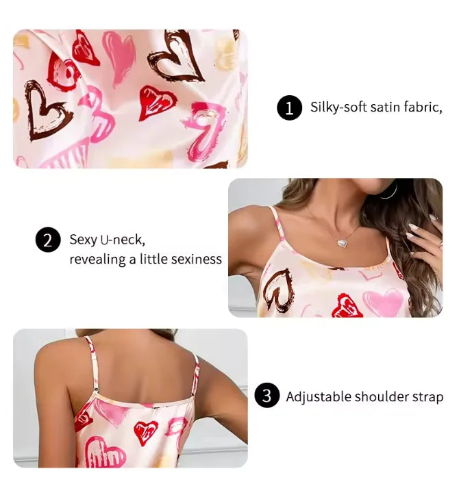 floral-printed satin sling nightgown is a popular choice for sleepwear and loungewear Mini Dress