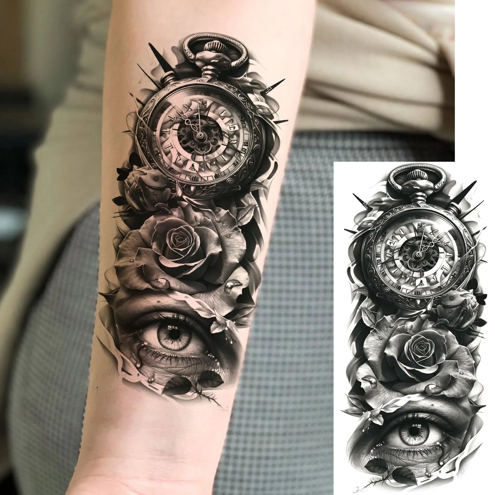 Premium Waterproof Realistic Tattoo Sticker – Majestic Lion & Tiger Designs for Arm & Leg