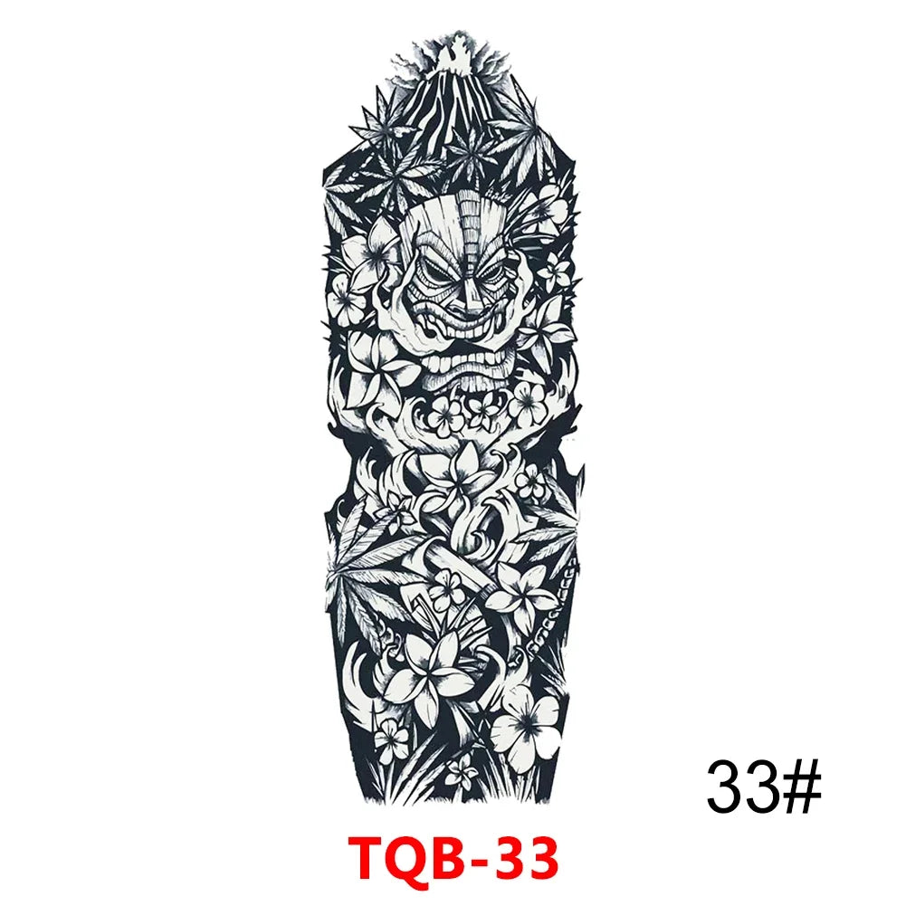 Unisex Full Arm Temporary Tattoo Sticker – Premium Old School Skull Body Art