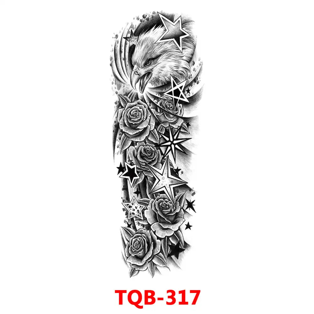 Large Waterproof Full Arm Temporary Tattoo – Intricate Totem & Geometric Sleeve Sticker