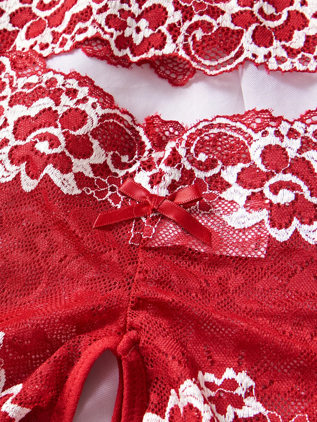 Women’s Sexy Floral Lace Open-Cup Bra & Crotchless Panty Set