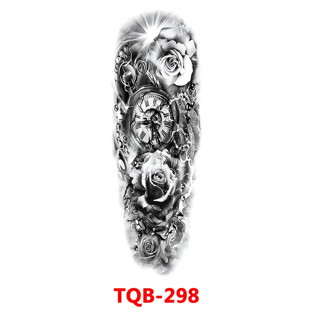 Large Waterproof Full Arm Temporary Tattoo – Intricate Totem & Geometric Sleeve Sticker