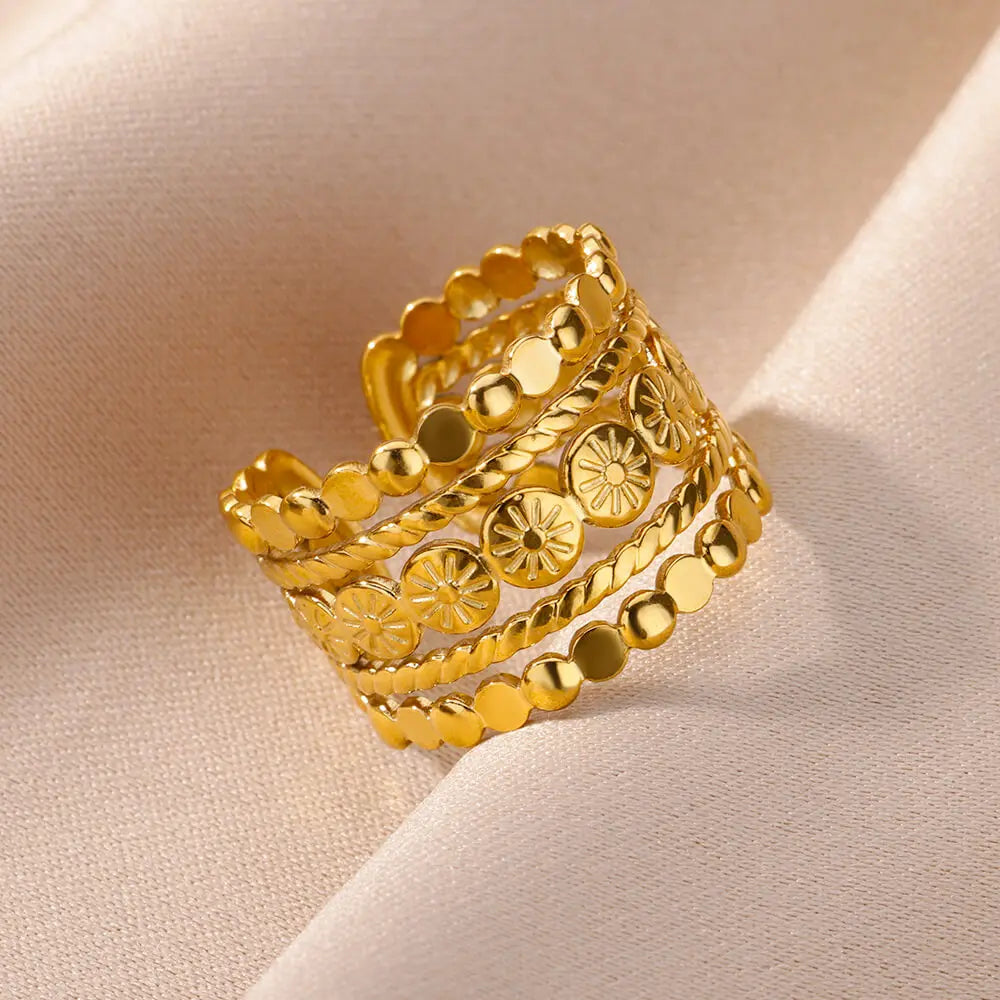 Adjustable Luxe Geometric 316L Gold Rings – The Ultimate All-Day Statement 48 Pieces