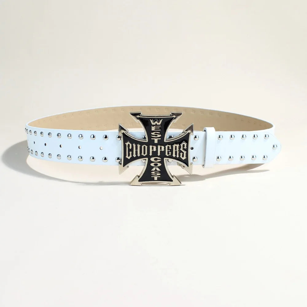Luxury Desiner Brands Women Studded Belt Heart and Cross Metal Punk Rock Style