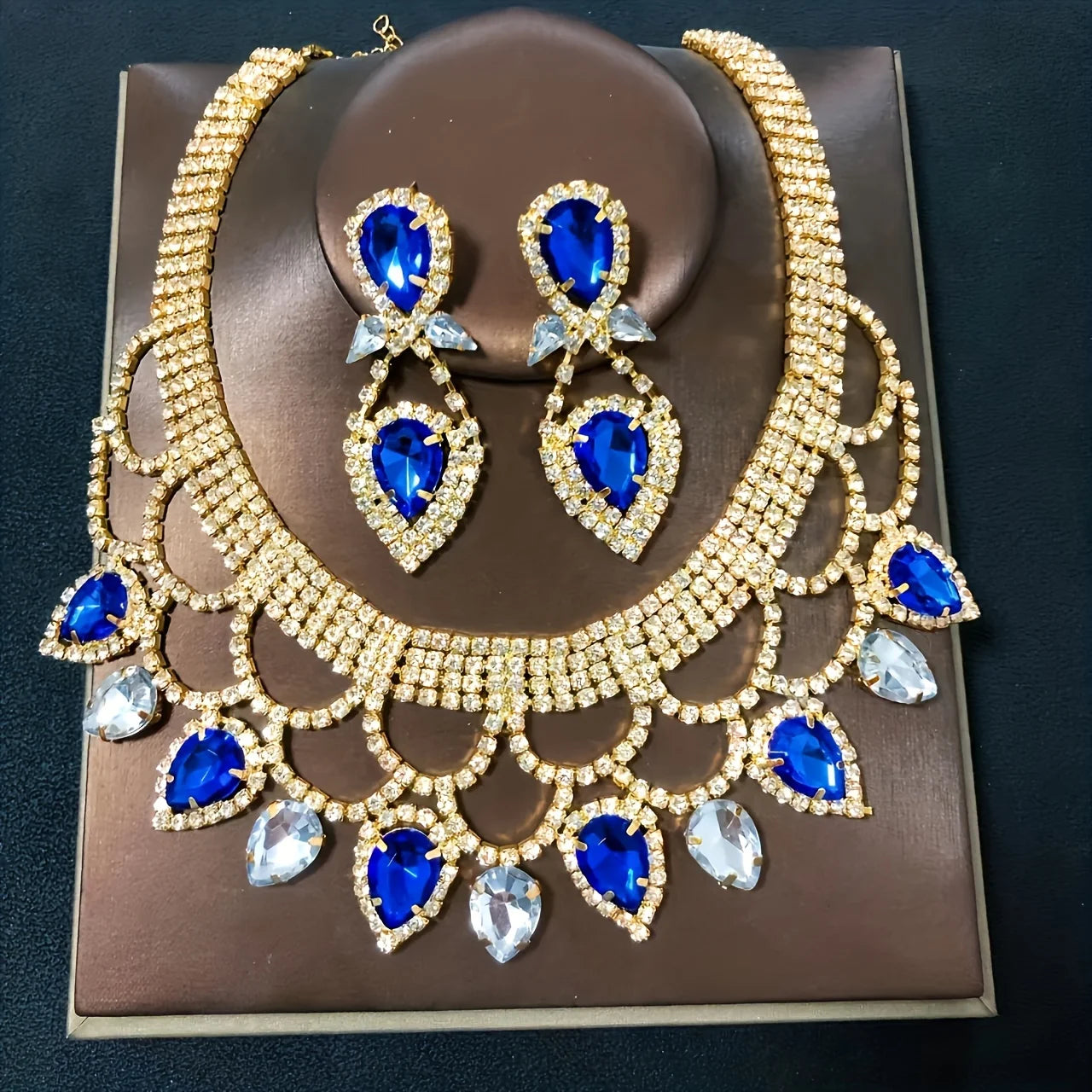 The Royal Radiance Rhinestone Set: Exquisite Hand-Crafted Statement Necklace & Earrings