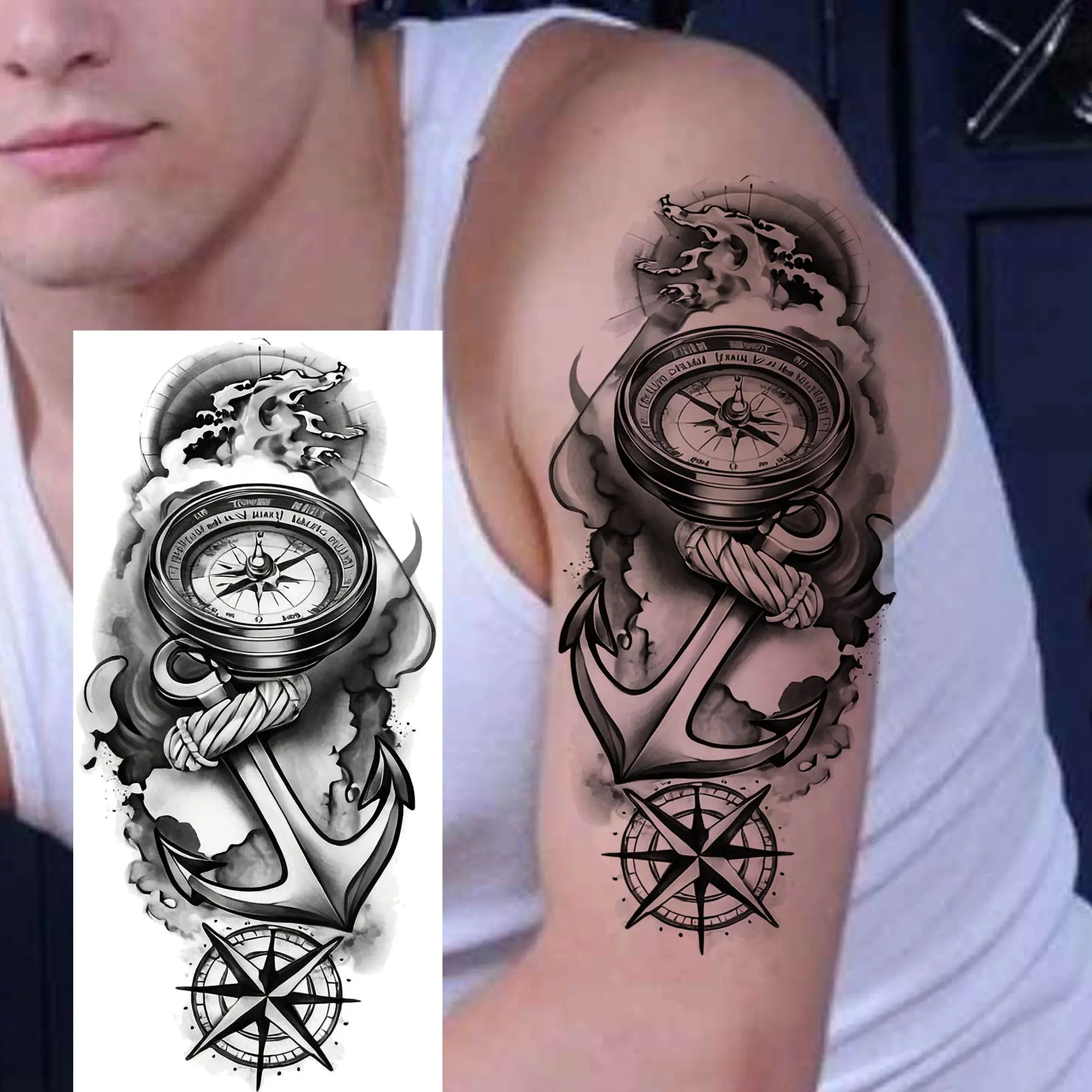 Premium Waterproof Realistic Tattoo Sticker – Majestic Lion & Tiger Designs for Arm & Leg