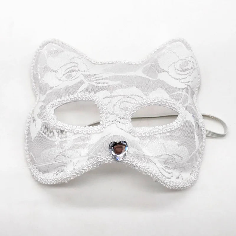 Mysterious Elegance Enchanting Lace Cat & Fox Masquerade Mask for Parties & Events