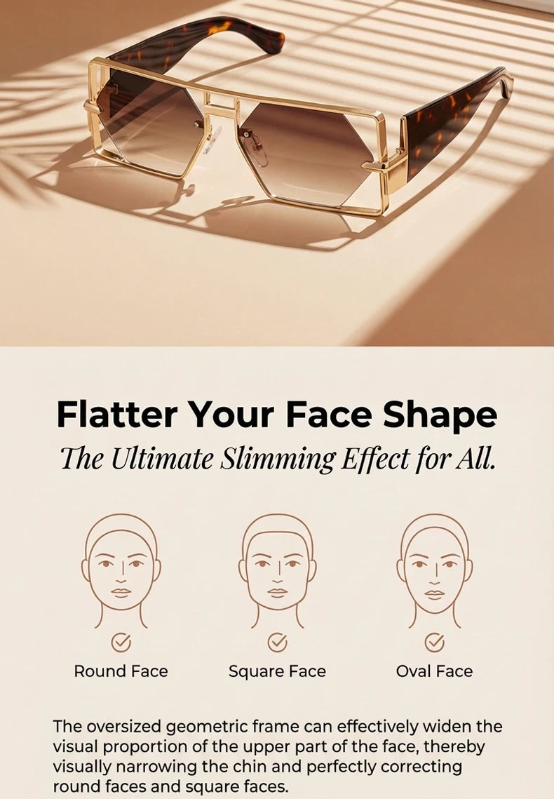 Steampunk Rectangle Avant-Garde Oversized Geometric Shield Sunglasses