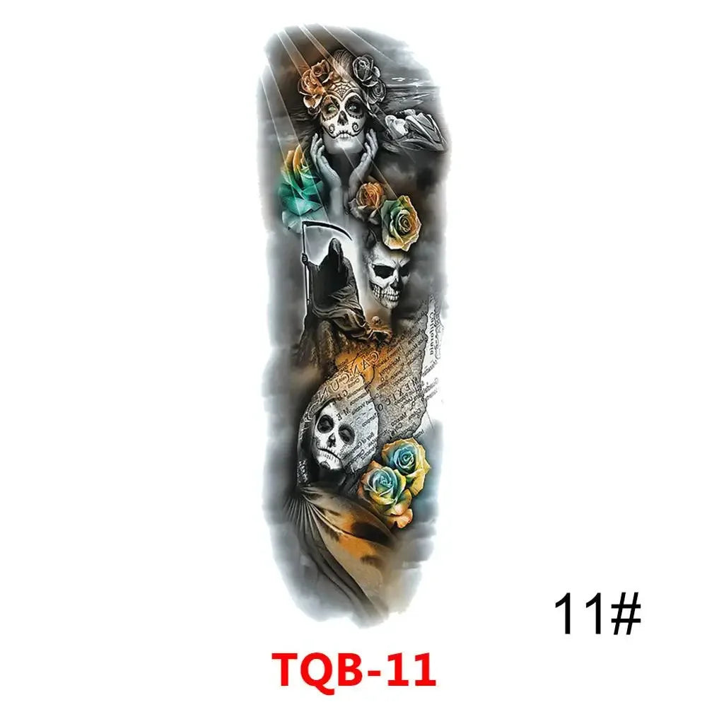 Unisex Full Arm Temporary Tattoo Sticker – Premium Old School Skull Body Art