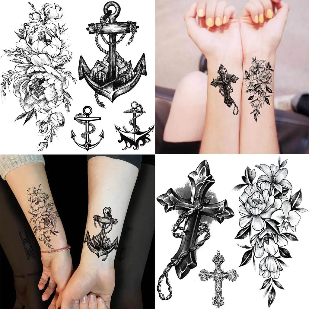 52pcs Premium Temporary Tattoo Collection – Versatile Mix of Skulls, Snakes, Flowers & 3D Art