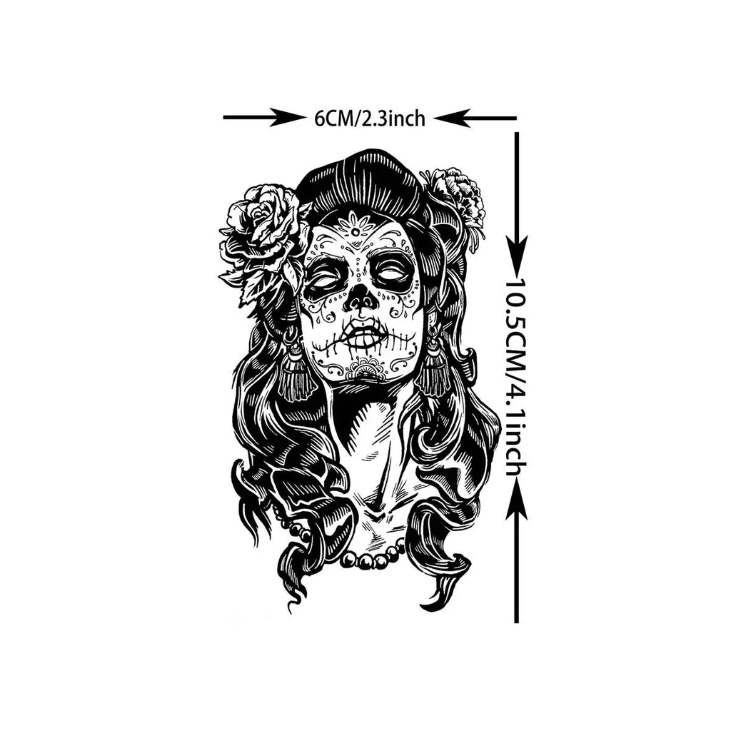 52pcs Premium Temporary Tattoo Collection – Versatile Mix of Skulls, Snakes, Flowers & 3D Art