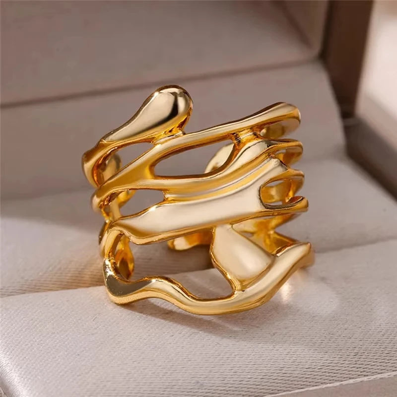 Adjustable Trendy Celestial Protection Geometric Ring Collection