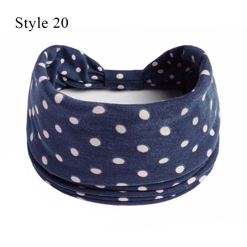 Women's Bohemian Wide Hair Band – Soft Stretchy Floral Turban for Sports, Yoga & Casual Fashion
