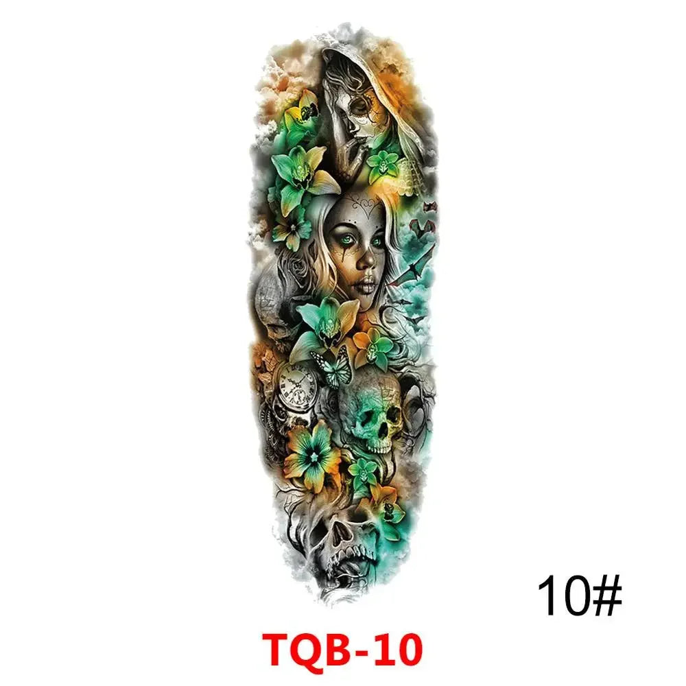 Unisex Full Arm Temporary Tattoo Sticker – Premium Old School Skull Body Art