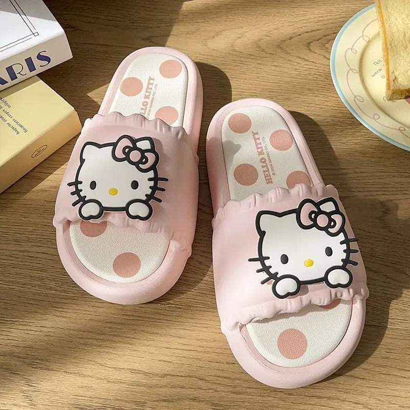 Cute Hello Kitty Non-Slip Slippers – Comfortable Cartoon House Shoes for Women & Girls