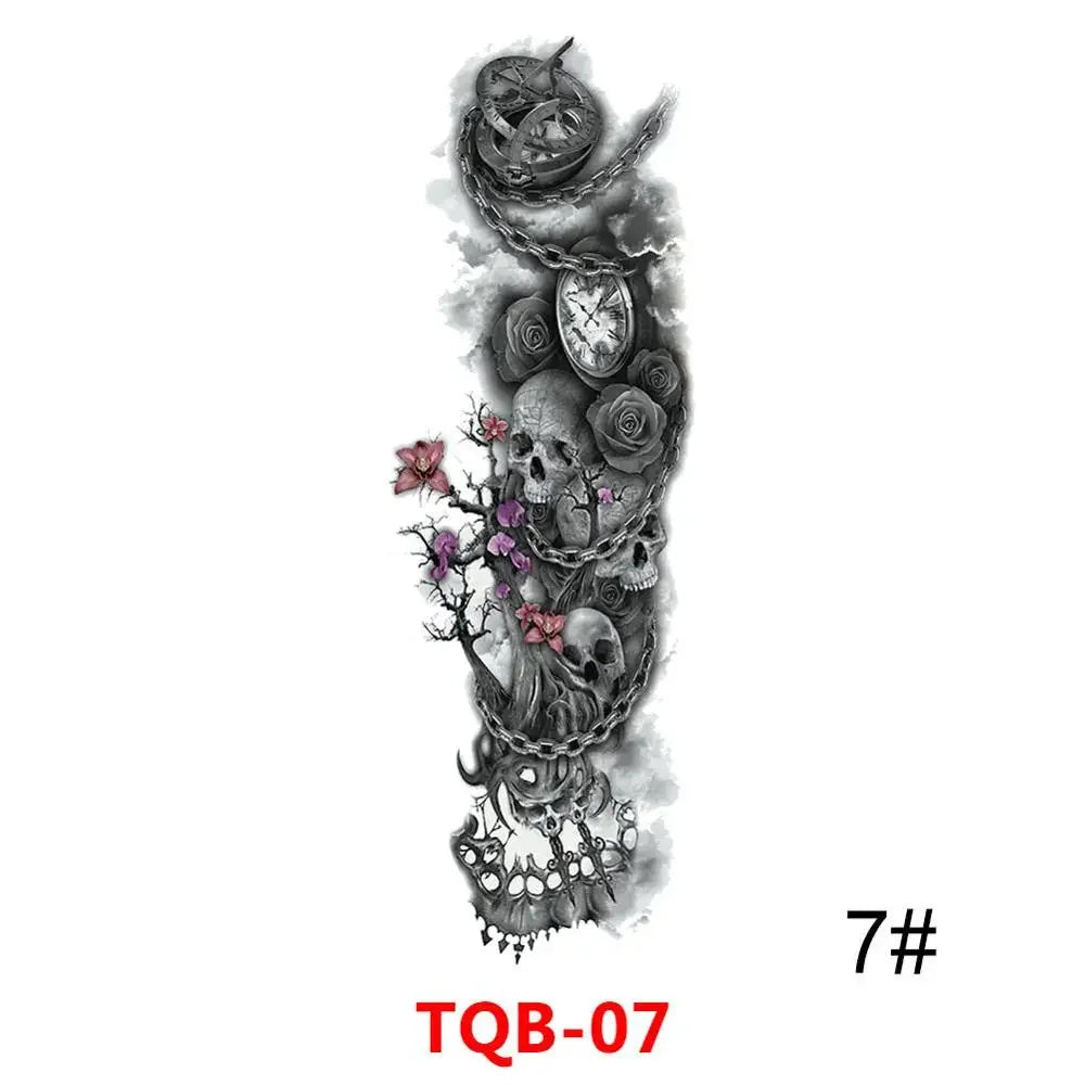 Unisex Full Arm Temporary Tattoo Sticker – Premium Old School Skull Body Art