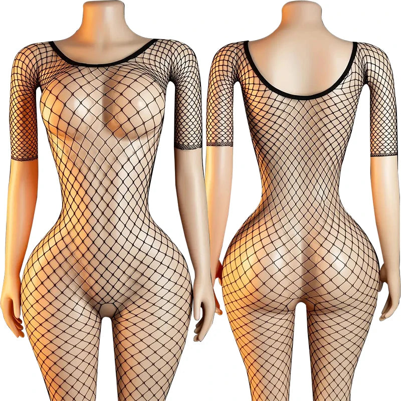 Full-Body Crotchless Lace Bodystocking Underwear Set