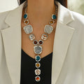 Artisan Hammered Stone Statement Collar