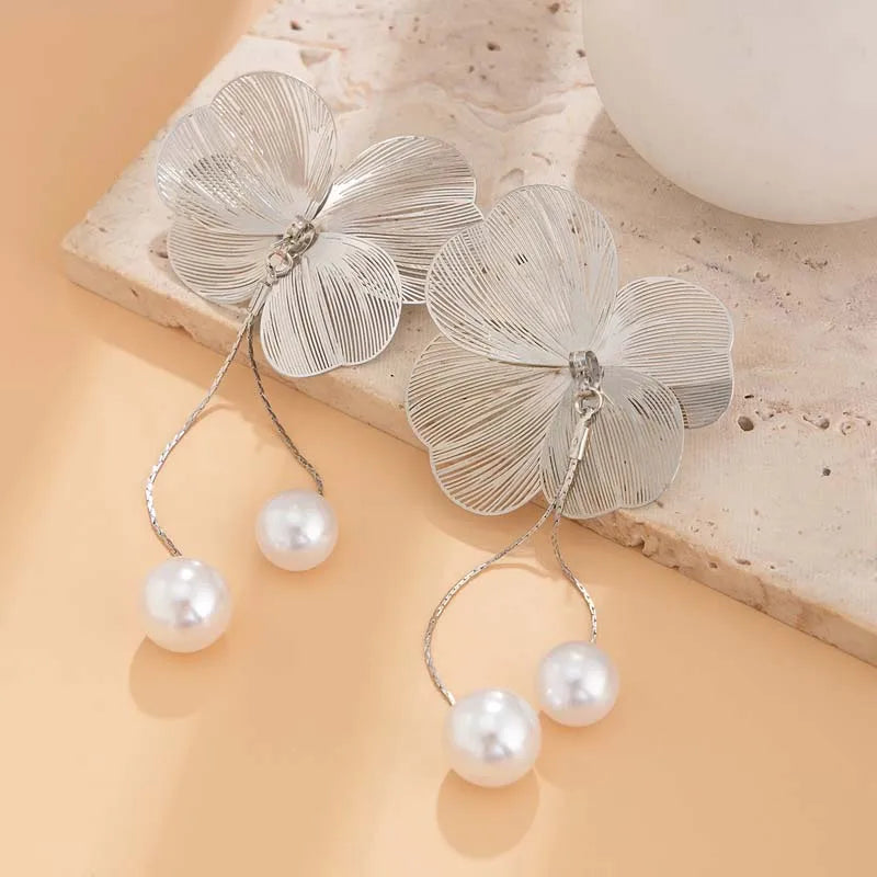 Fleur-de-Pearl Oversized Drop Earrings