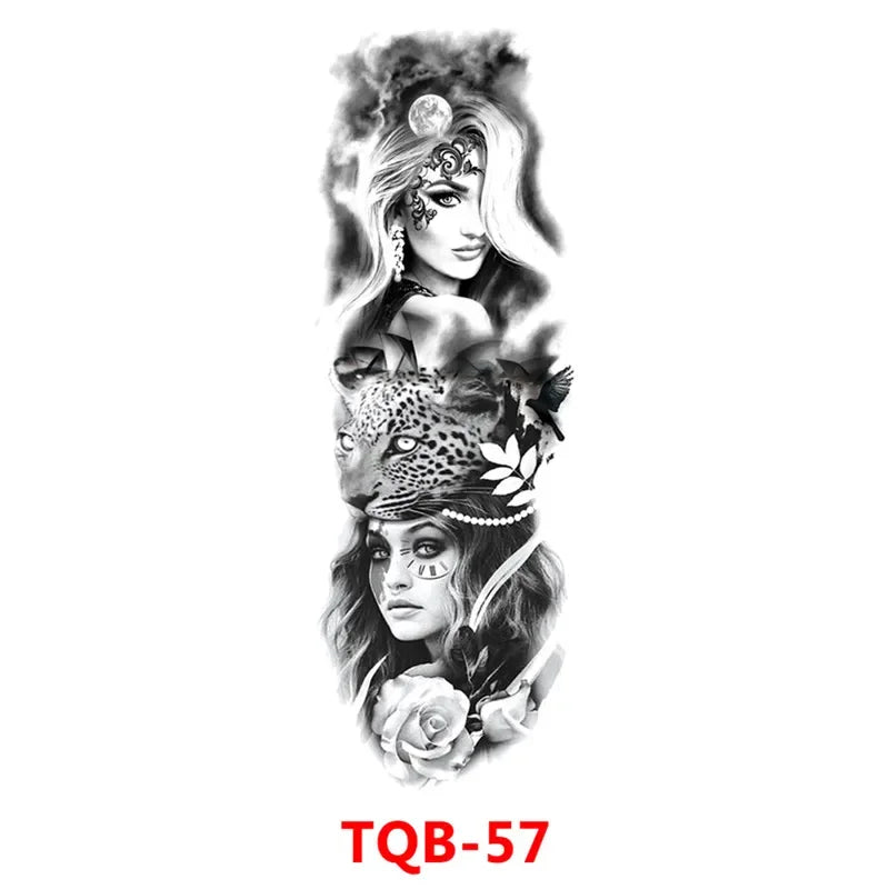 Unisex Full Arm Temporary Tattoo Sticker – Premium Old School Skull Body Art