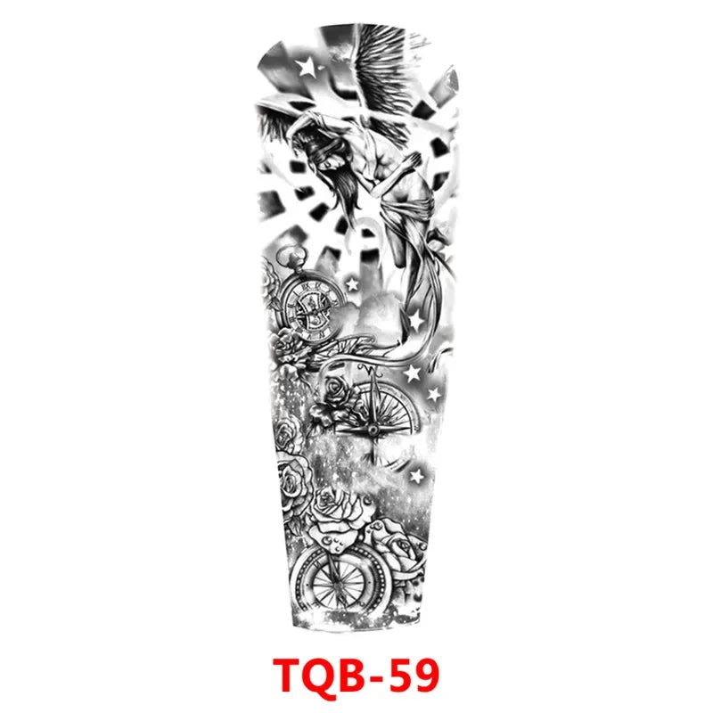 Unisex Full Arm Temporary Tattoo Sticker – Premium Old School Skull Body Art