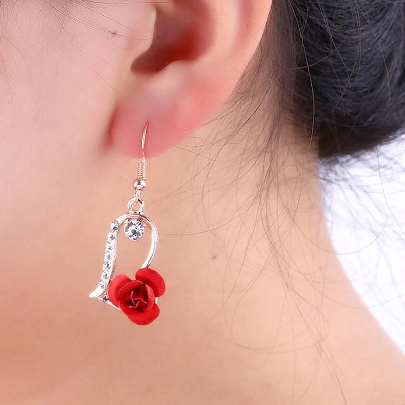 The Elegant Choice: Crimson Blossom Spiral Earrings