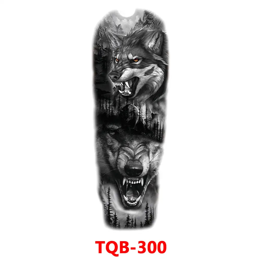 Large Waterproof Full Arm Temporary Tattoo – Intricate Totem & Geometric Sleeve Sticker