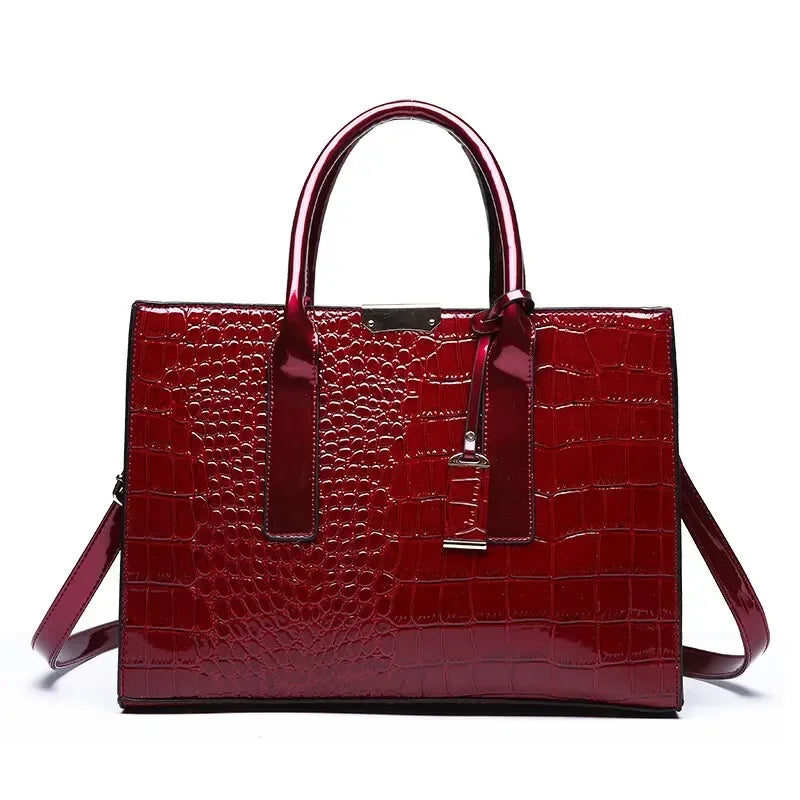 Signature Crocodile Texture Shopper – Sophisticated Luxury Work Tote