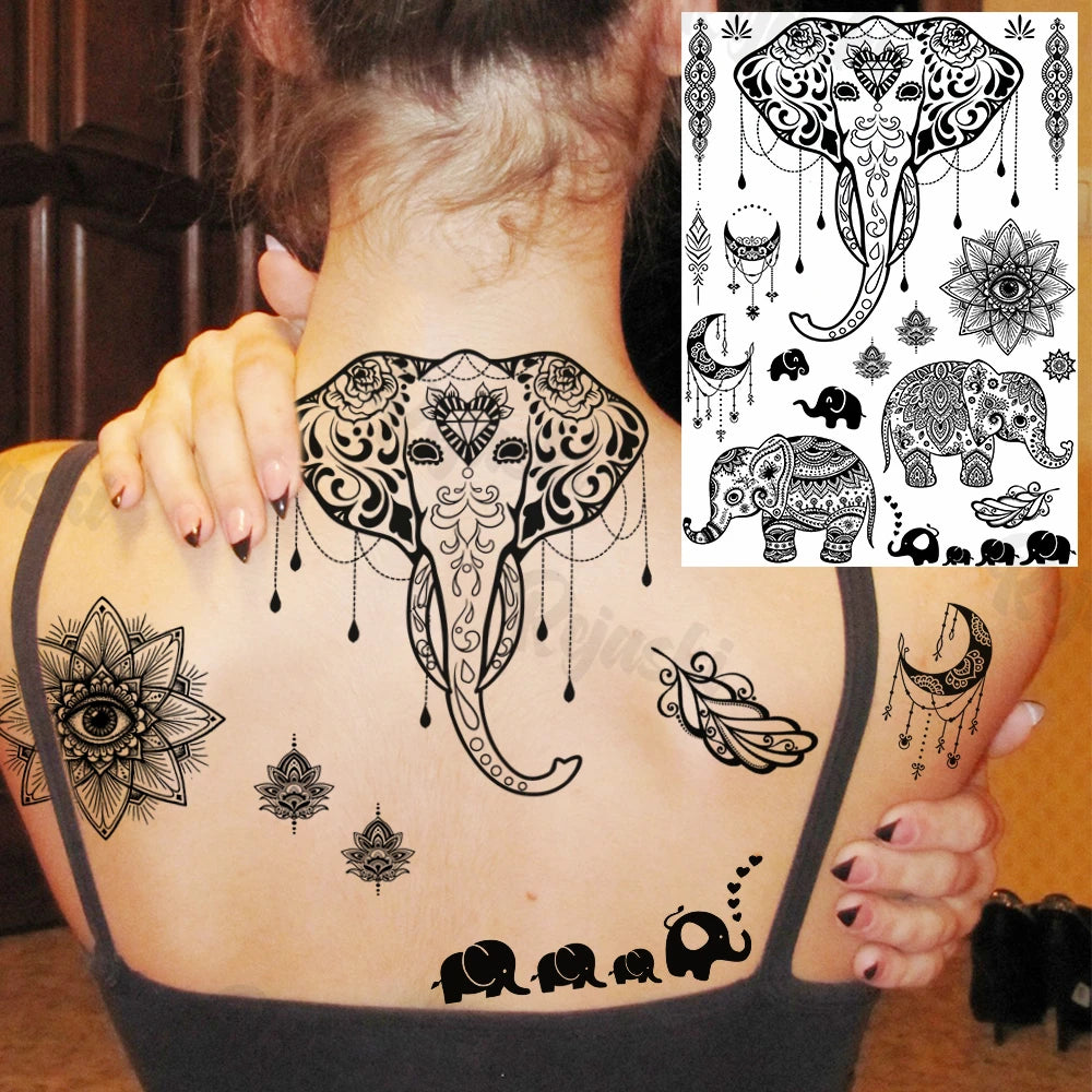 Sexy Waterproof Temporary Tattoo – Floral Mandala, Lotus & Animal Designs for Chest & Underboob
